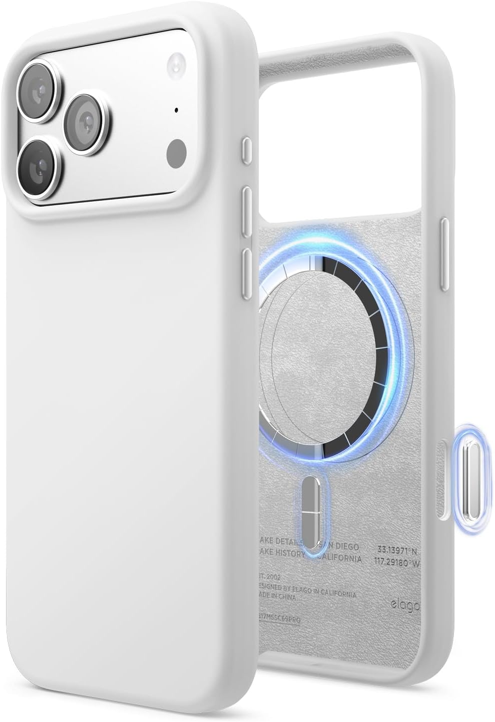 61kiYHrdzL._AC_SL1500_ elago for iPhone 17 Pro Max Case, Premium Magnetic Silicone Case, Compatible with MagSafe, Liquid Silicone Material, Protective Cover, Shockproof, Slim Phone, 6.9 inch (White)