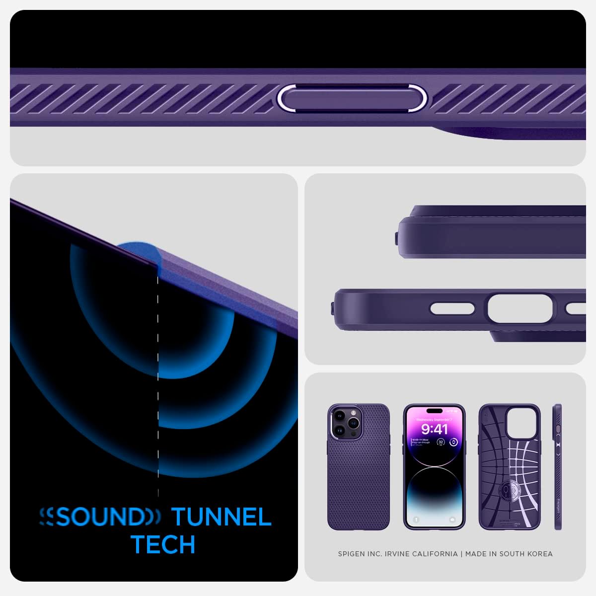 Spigen Liquid Air Designed for iPhone 14 Pro Max Case (2022) [Military-Grade Protection] - Deep Purple