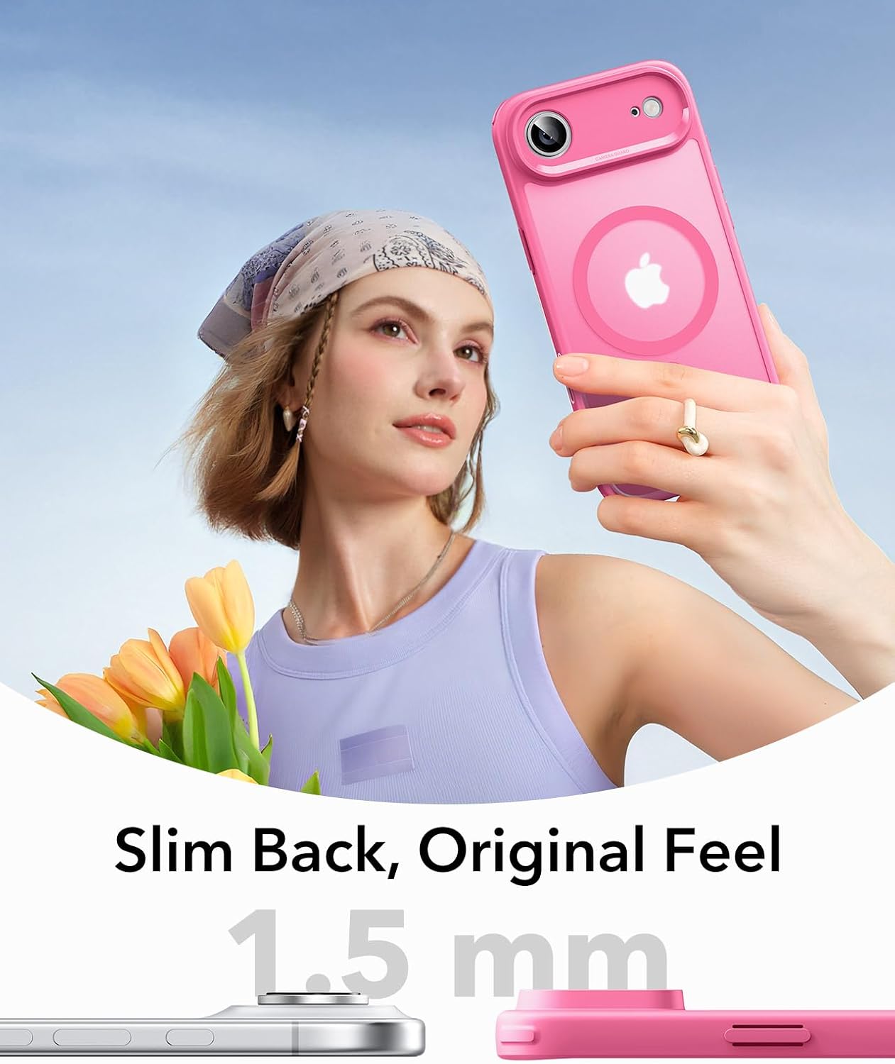 ESR for iPhone Air Case, Camera Control Cover, Compatible with MagSafe, Shockproof Military-Grade Protection, Magnetic Phone Case for iPhone Air, Classic Hybrid Case, Frosted Pink
