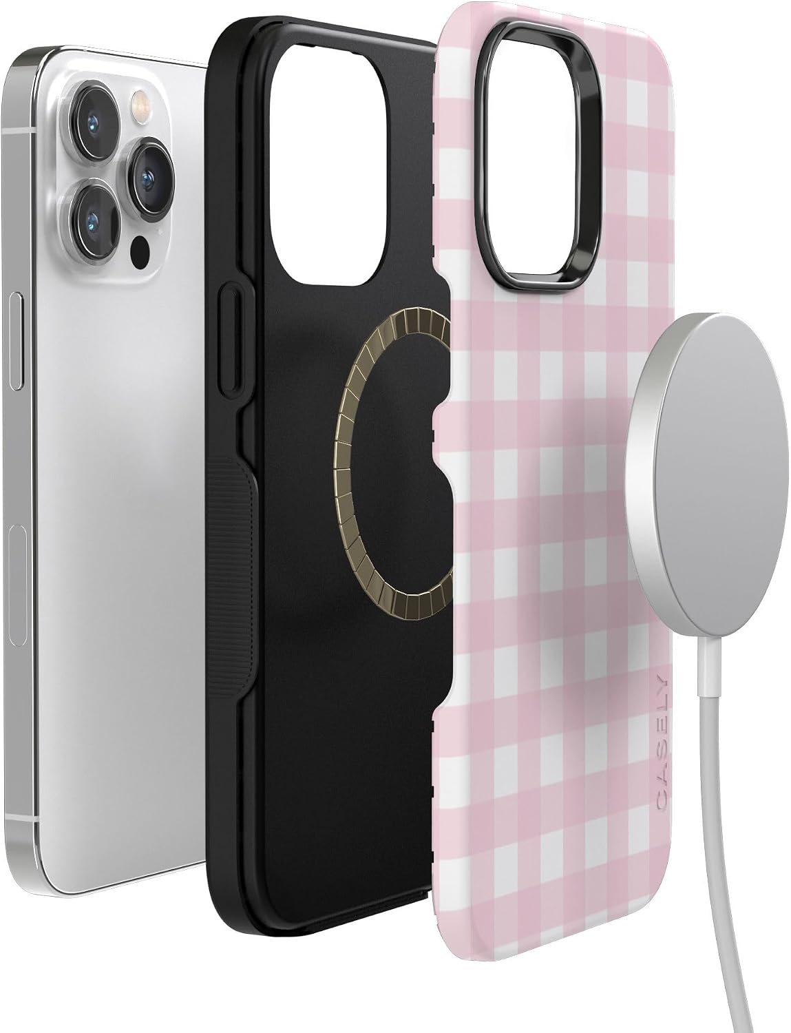 61l4CjYiCyL._AC_SL1500_ Casely iPhone 14 Pro Case | Pink Plaid | Sunday Best | Bold Protective Design | Compatible with MagSafe
