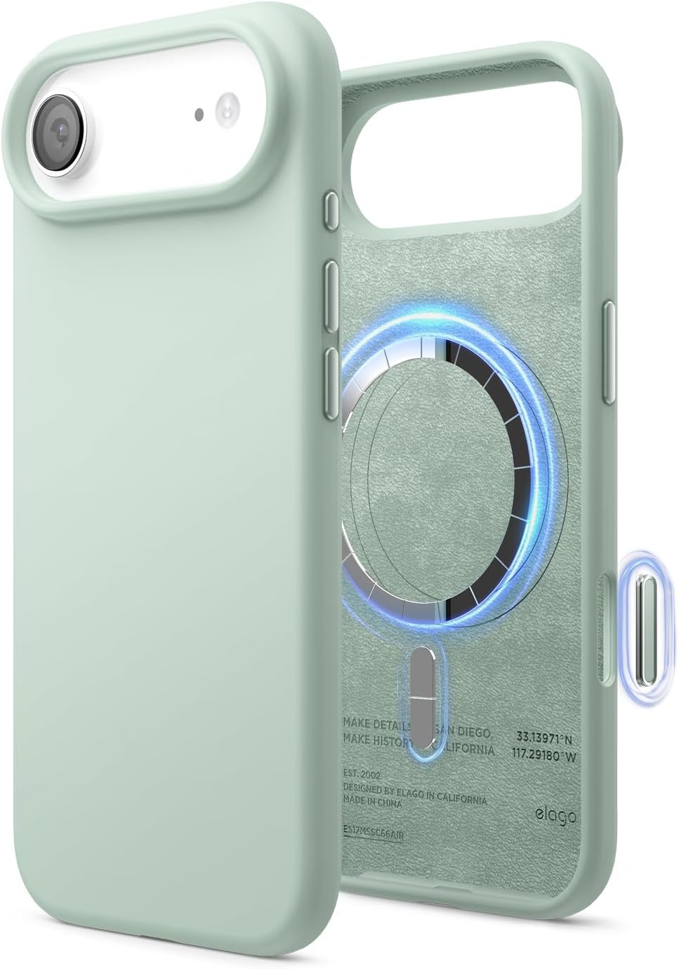 61lTfetFwL._AC_SL1500_ elago for iPhone Air Case, Premium Magnetic Silicone Case, Compatible with MagSafe, Liquid Silicone Material, Protective Cover, Shockproof, Slim Phone, 6.5 inch (Mint)