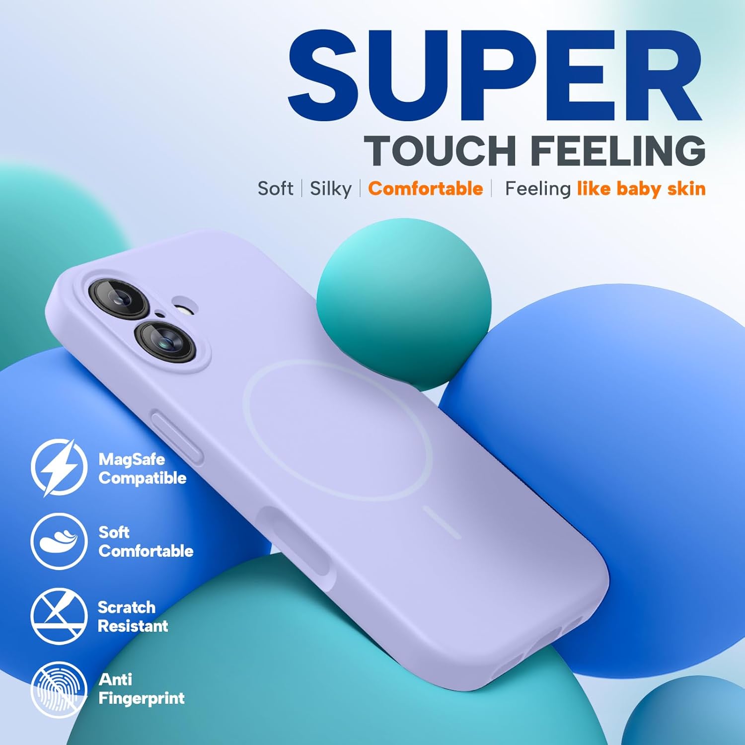 Miracase Magnetic for iPhone 17 Case, Compatible with MagSafe, Integrated Silicone Camera Control Cover, 3.0mm Thicken Shockproof Drop Protection Phone Case for 17,Light Purple