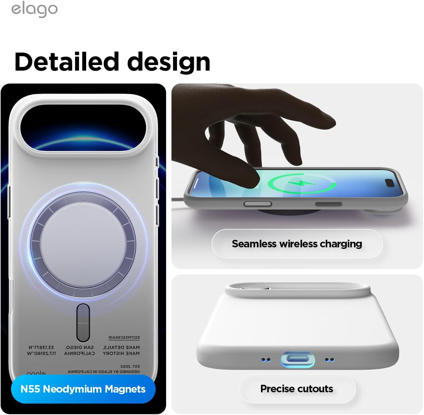 elago for iPhone Air Case, Premium Magnetic Silicone Case, Compatible with MagSafe, Liquid Silicone Material, Protective Cover, Shockproof, Slim Phone, 6.5 inch (White)