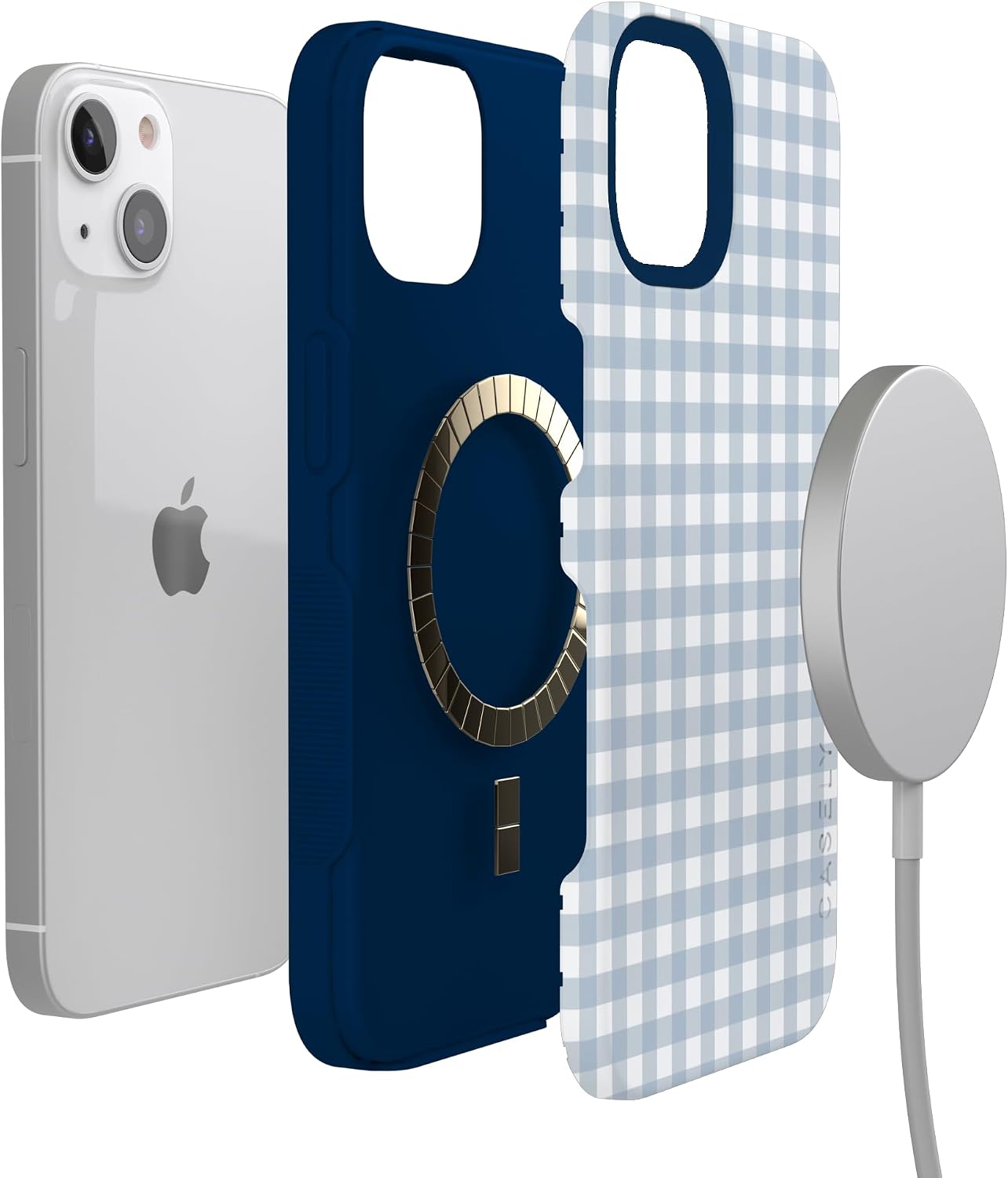 61leE-cpzbL._AC_SL1500_ Casely iPhone 13 Mini Case | Pastel Picnic | Blue Gingham | Bold Protective Design | Compatible with MagSafe