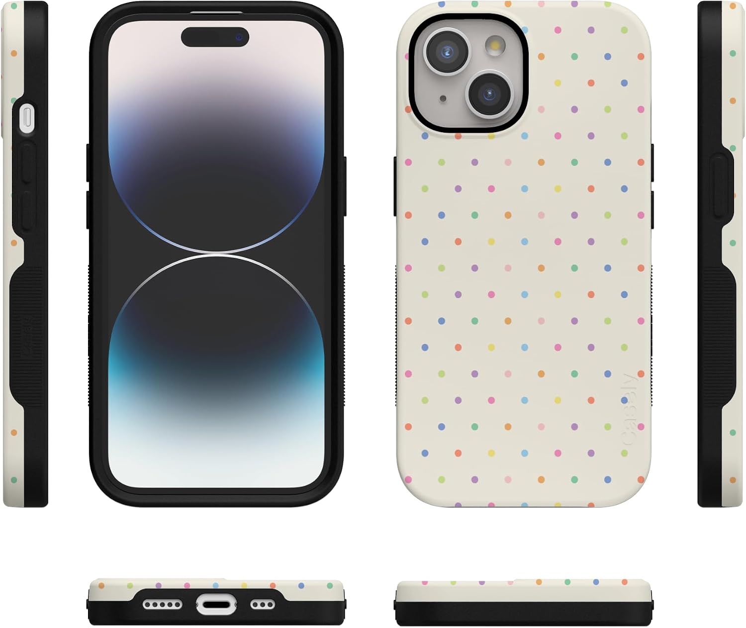 61m1vz4ZJ9L._AC_SL1500_ Casely iPhone 15 Plus Case | On the Dot | Rainbow Polka Dot | Bold Protective Design | Compatible with MagSafe