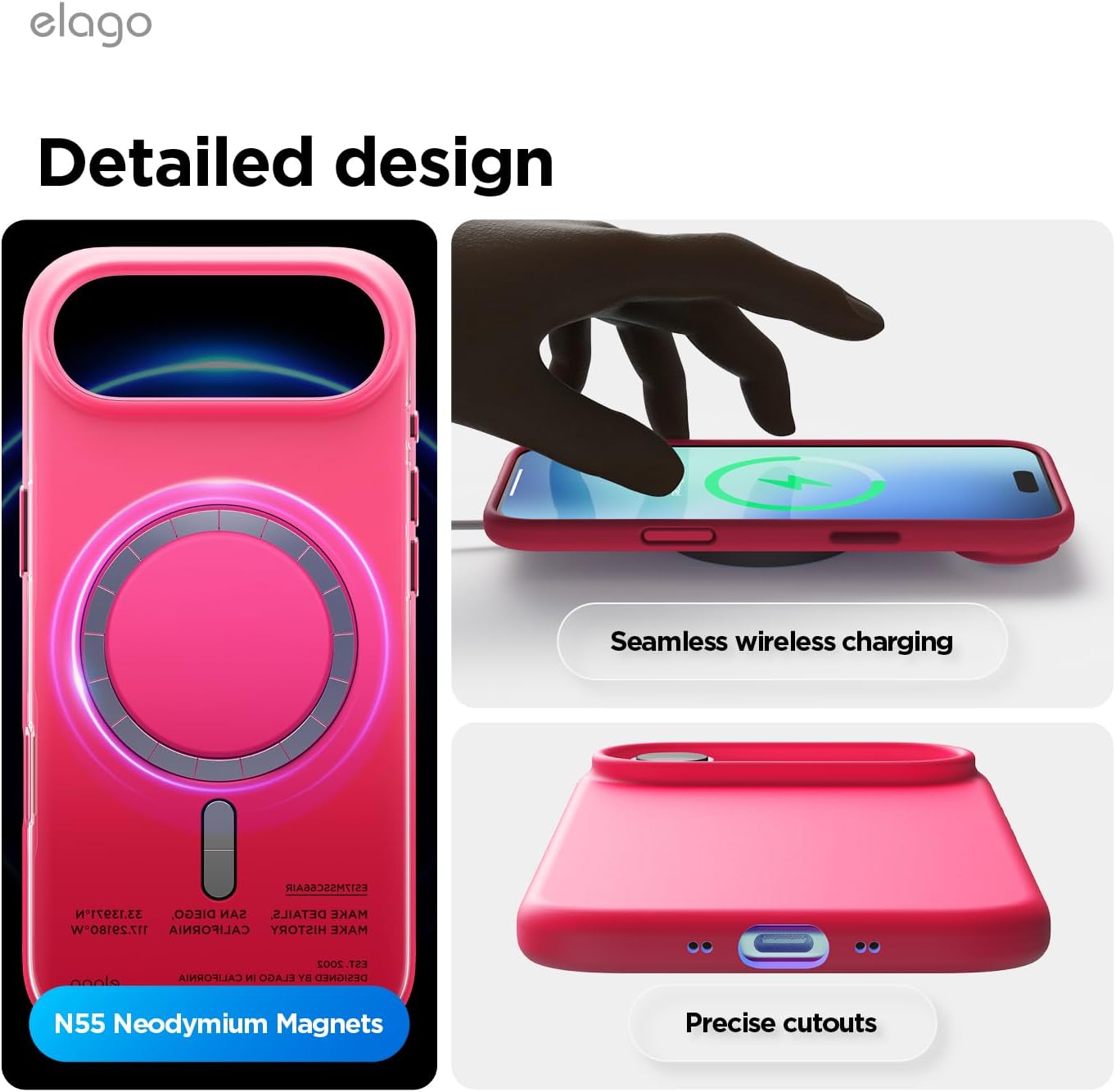 61m74IfFwTL._AC_SL1500_ elago for iPhone Air Case, Premium Magnetic Silicone Case, Compatible with MagSafe, Liquid Silicone Material, Protective Cover, Shockproof, Slim Phone, 6.5 inch (Ice Red)