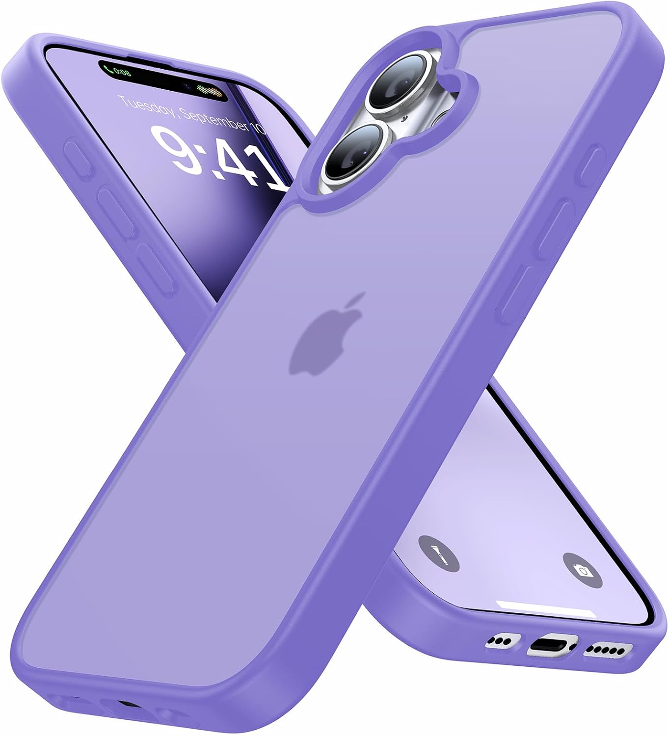 Eastinbox for iPhone 16 Case [16FT Military Grade Shockproof], Anti-Slip Anti-Scratch, Slim Translucent Frosted Matte Protective Cover, i Phone 16 Phone Case 6.1", Lightpurple