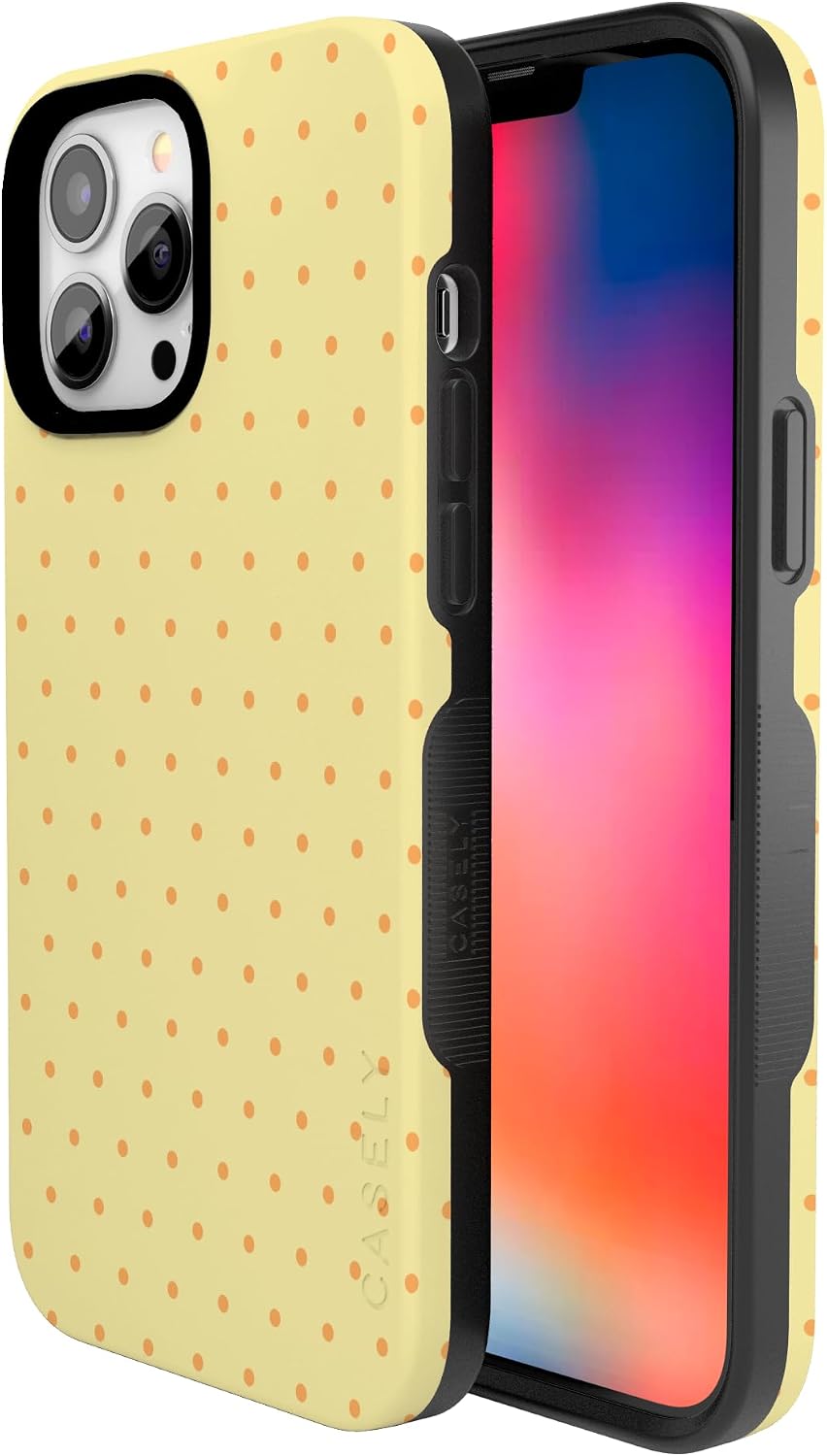 61maTbrdGpL._AC_SL1500_ Casely iPhone 13 Pro Max Case | On the Dot | Yellow Polka Dot | Bold Protective Design | Compatible with MagSafe