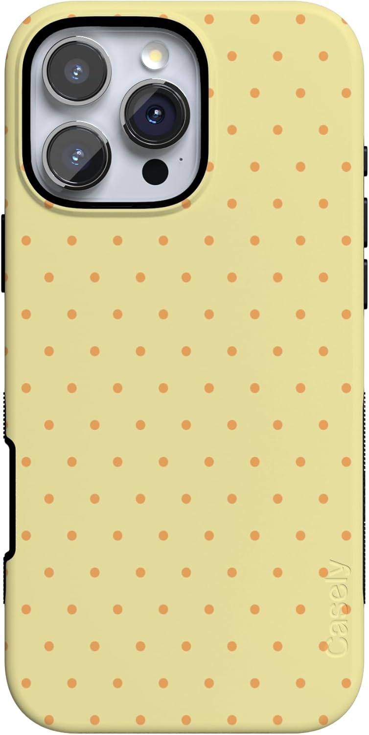 61mjzb5fxlL._AC_SL1500_ Casely iPhone 16 Pro Case | On the Dot | Yellow Polka Dot | Bold Protective Design | Compatible with MagSafe