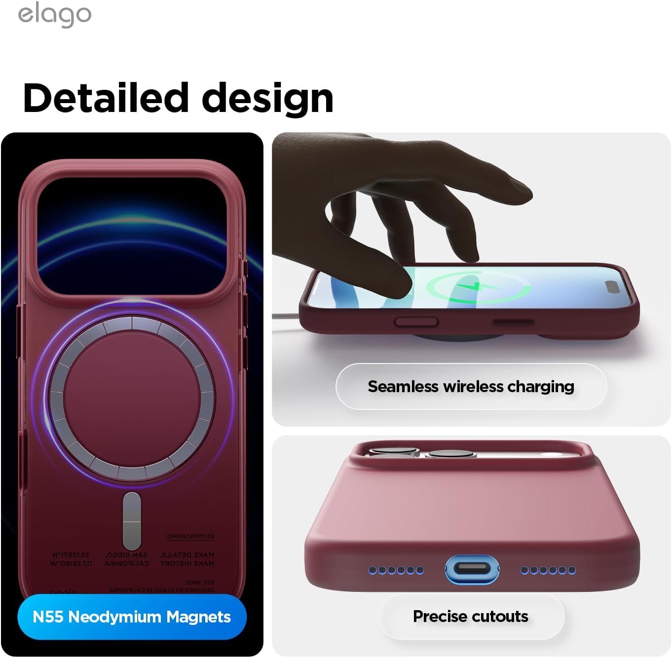 61n0uXMTtAL._AC_SL1500_ elago for iPhone 17 Pro Max Case, Premium Magnetic Silicone Case, Compatible with MagSafe, Liquid Silicone Material, Protective Cover, Shockproof, Slim Phone, 6.9 inch (Burgundy)