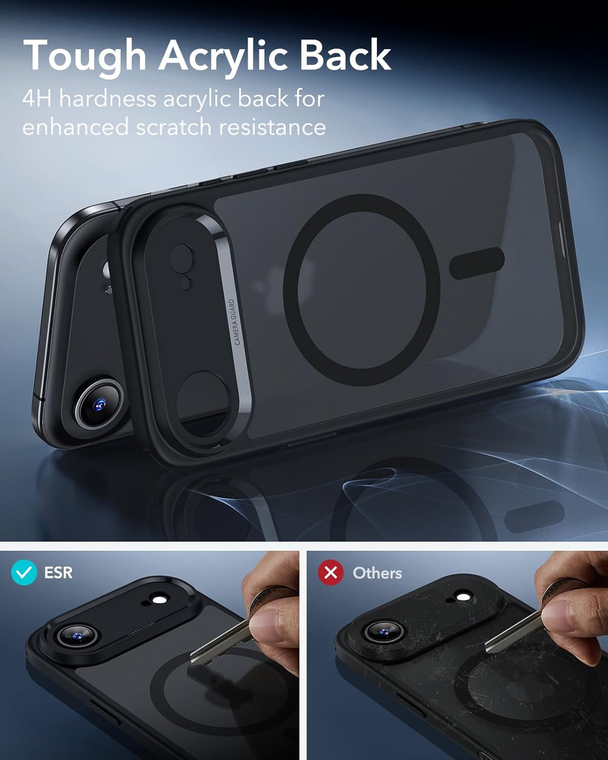 61nJISXfKyL._AC_SL1500_ ESR for iPhone Air Case, Camera Control Cover, Compatible with MagSafe, Shockproof Military-Grade Protection, Magnetic Phone Case for iPhone Air, Classic Hybrid Case, Frosted Black