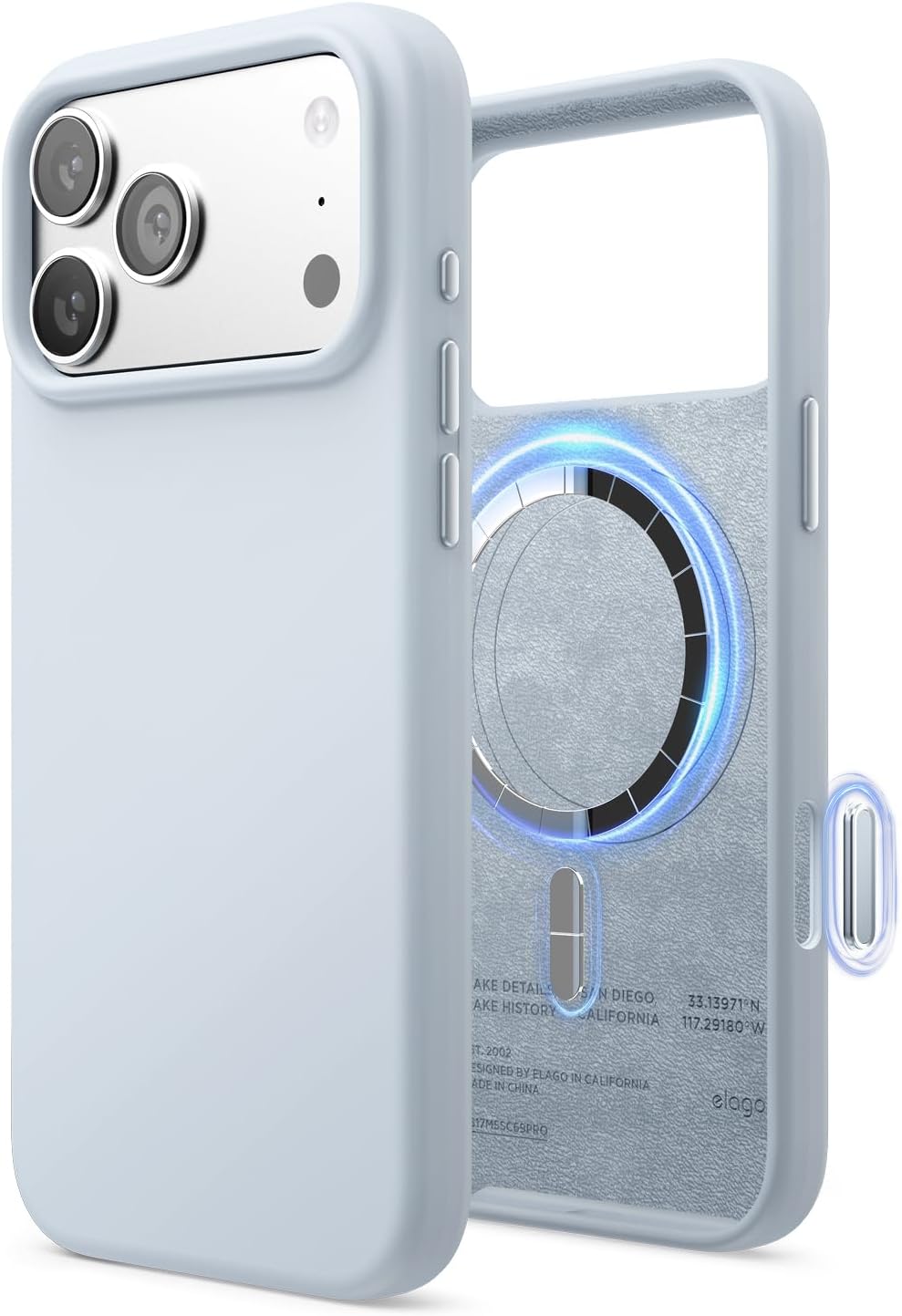 61nWsslOkSL._AC_SL1500_ elago for iPhone 17 Pro Max Case, Premium Magnetic Silicone Case, Compatible with MagSafe, Liquid Silicone Material, Protective Cover, Shockproof, Slim Phone, 6.9 inch (Light Blue)