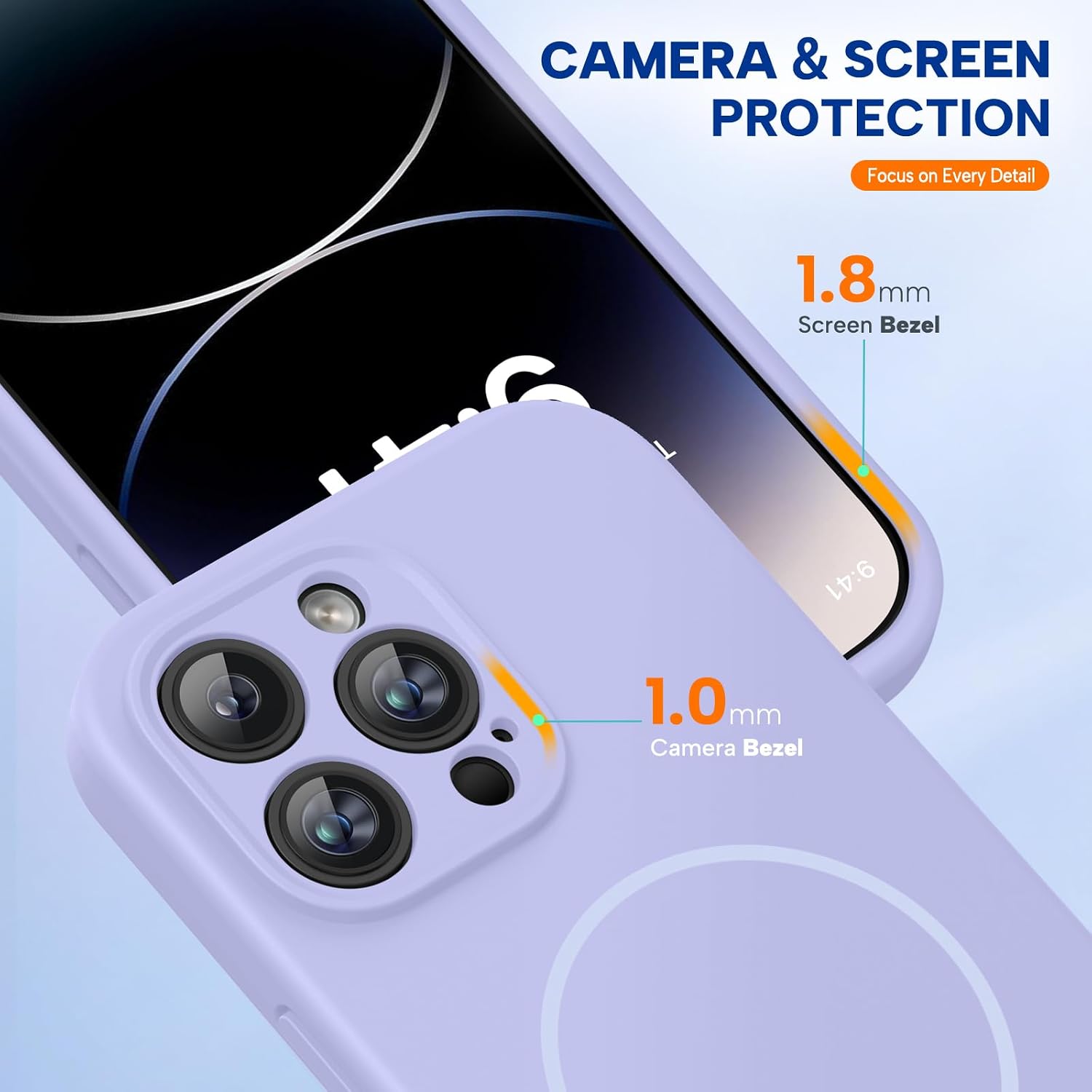 Miracase Magnetic for iPhone 14 Pro Max Case, [Soft Anti-Scratch Microfiber Lining], Compatible with MagSafe, Silicone Shockproof Protection Phone Case for iPhone 14 Pro Max,Light Purple
