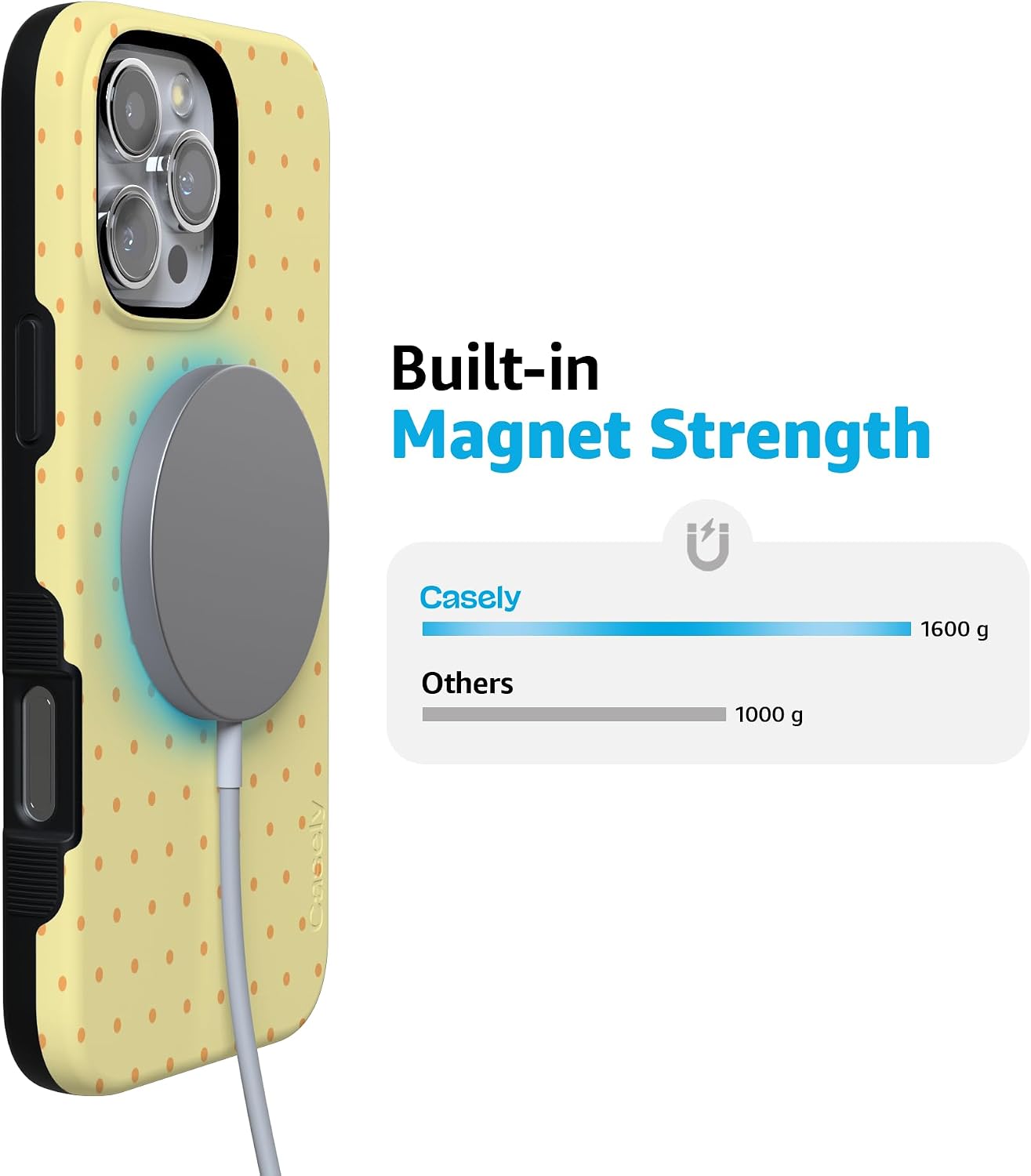 61nhEr2y4VL._AC_SL1500_ Casely iPhone 16 Pro Case | On the Dot | Yellow Polka Dot | Bold Protective Design | Compatible with MagSafe