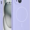 Miracase Compatible with iPhone 15 Case, [Soft Anti-Scratch Microfiber Lining], Liquid Silicone Case Gel Rubber Shockproof Drop Protection Phone Case for iPhone 15, Light Purple