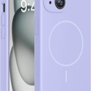 Miracase Compatible with iPhone 15 Case, [Soft Anti-Scratch Microfiber Lining], Liquid Silicone Case Gel Rubber Shockproof Drop Protection Phone Case for iPhone 15, Light Purple