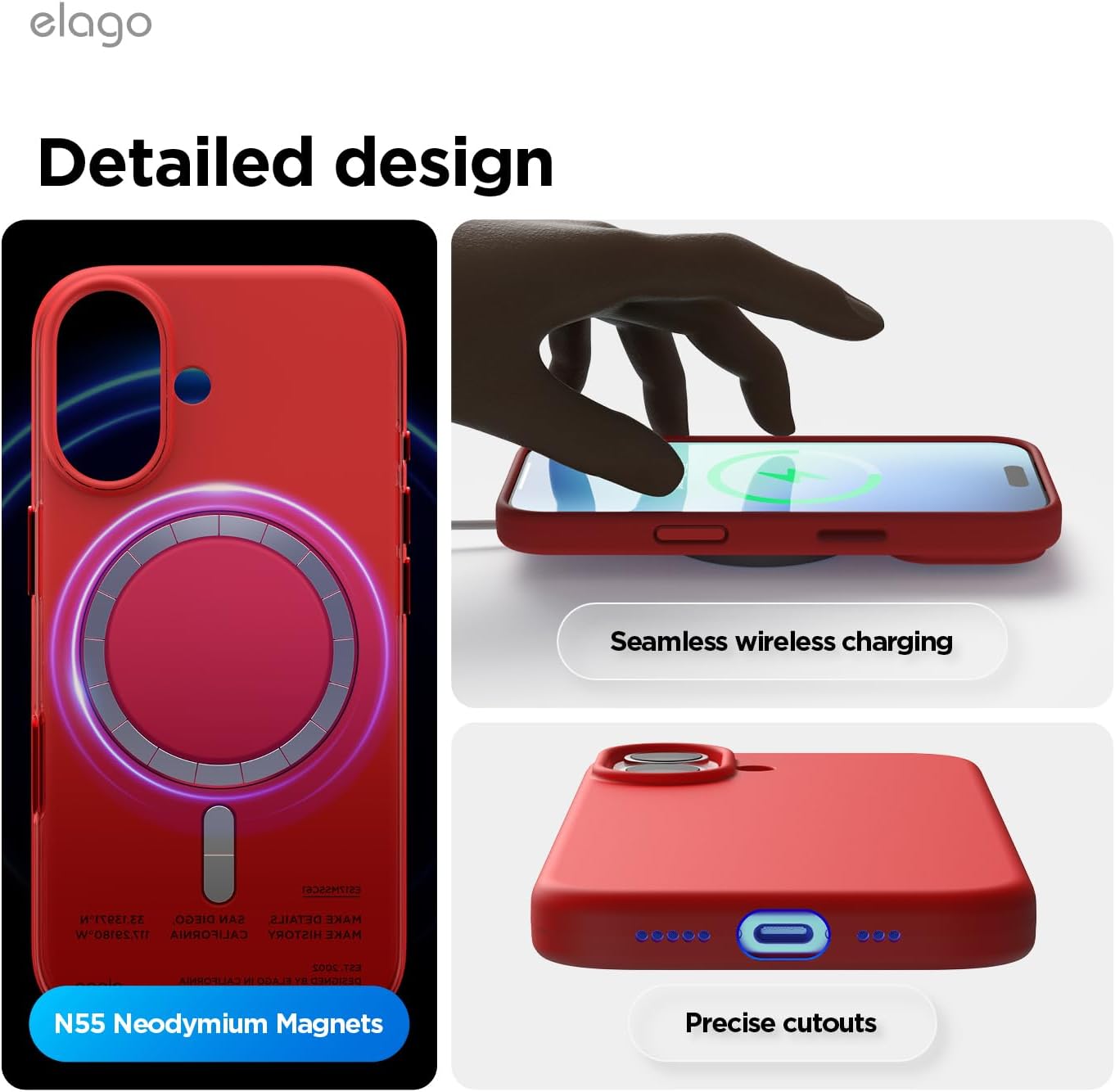 elago for iPhone 17 Case, Premium Magnetic Silicone Case, Compatible with MagSafe, Liquid Silicone Material, Protective Cover, Shockproof, Slim Phone, 6.3 inch (Red)