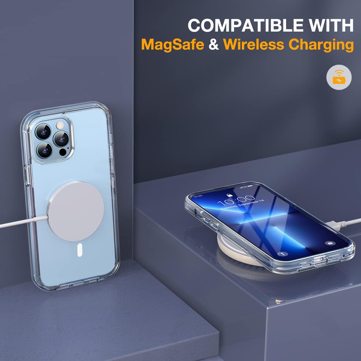 61nznP-9foL._AC_SL1200_ Miracase iPhone 13 Pro Max Glass Case - 2023 Upgrade Full-Body Clear Bumper with Magnetic Ring and 9H Screen Protector