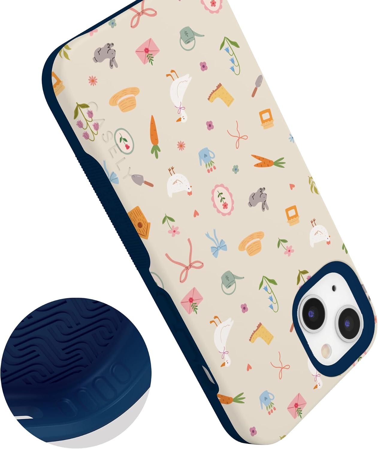 61oHaaI65vL._AC_SL1500_ Casely iPhone 13 Mini Case | Hoppy Garden | Spring Things | Bold Protective Design | Compatible with MagSafe