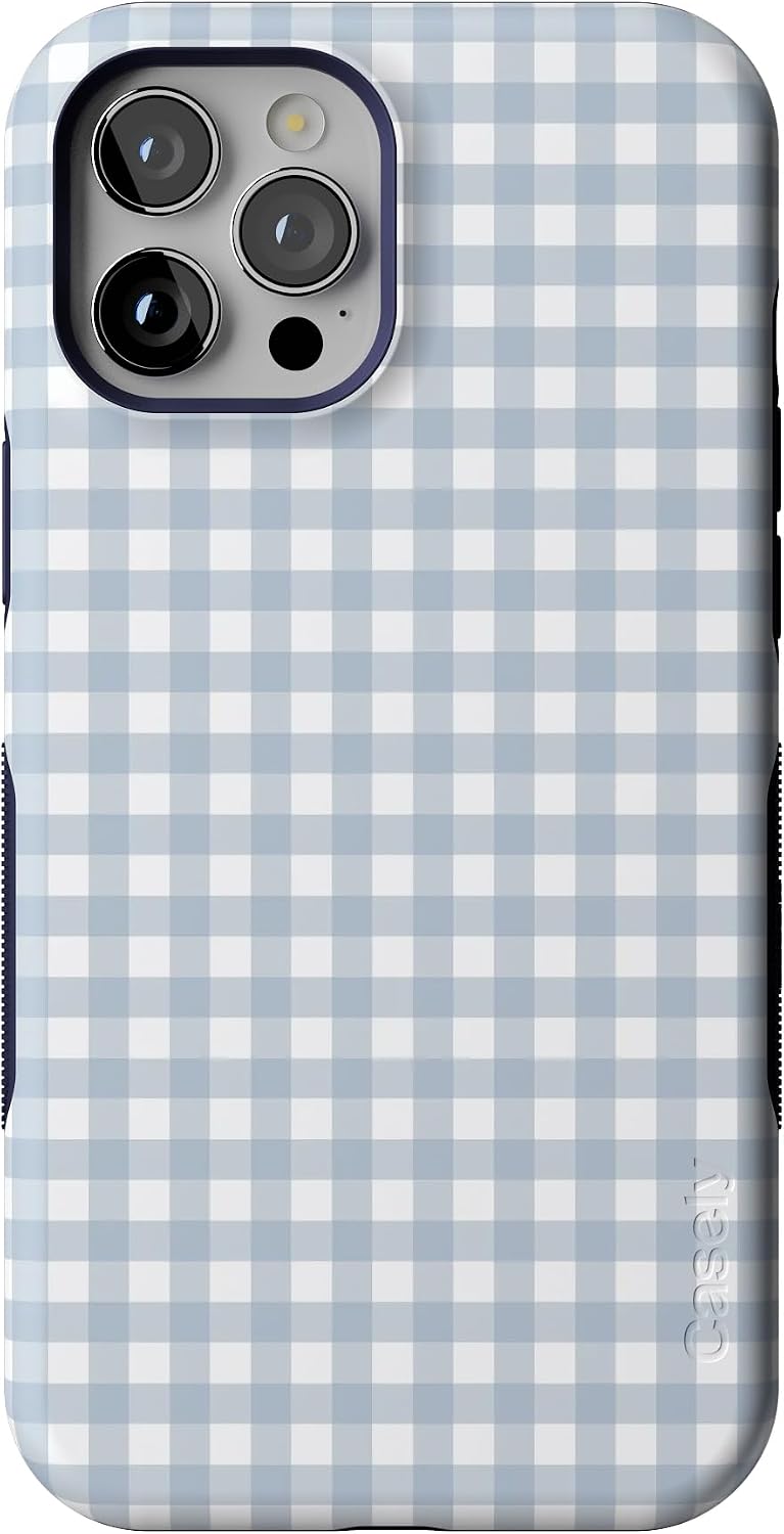 61pF3rEPm9L._AC_SL1500_ Casely iPhone 12 Pro Max Case | Pastel Picnic | Blue Gingham | Bold Protective Design | Compatible with MagSafe