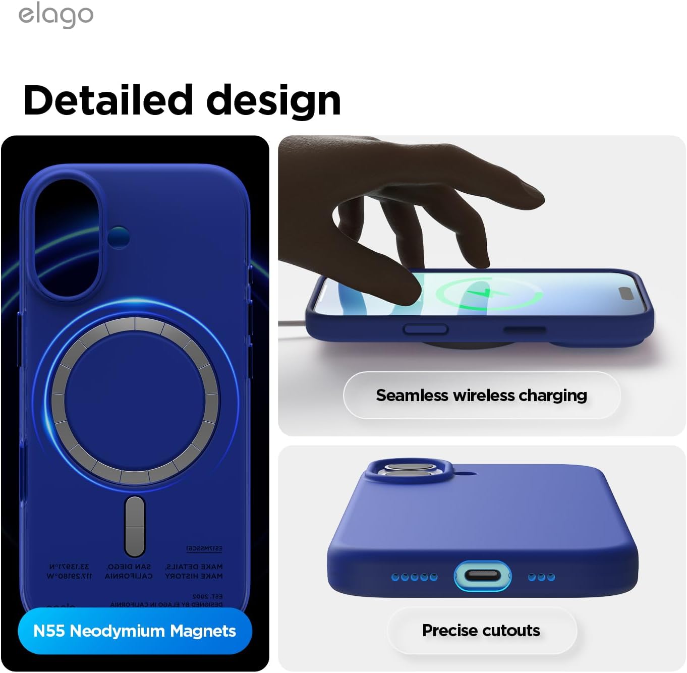 61pMLsVPwNL._AC_SL1500_ elago for iPhone 17 Case, Premium Magnetic Silicone Case, Compatible with MagSafe, Liquid Silicone Material, Protective Cover, Shockproof, Slim Phone, 6.3 inch (Cobalt Blue)