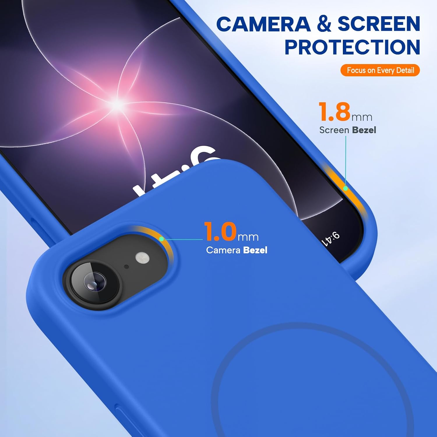 Miracase Magnetic for iPhone 17e Case & iPhone 16e Case, [Soft Anti-Scratch Microfiber Lining], Compatible with MagSafe, Silicone Shockproof Protection Phone Case for iPhone 17e/16e, Blue