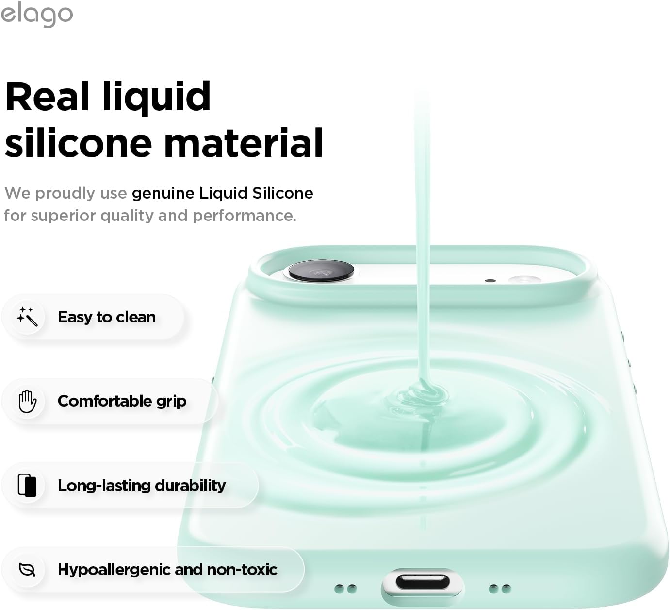 61pvN6JmzlL._AC_SL1500_ elago for iPhone Air Case, Premium Magnetic Silicone Case, Compatible with MagSafe, Liquid Silicone Material, Protective Cover, Shockproof, Slim Phone, 6.5 inch (Aqua Sky)