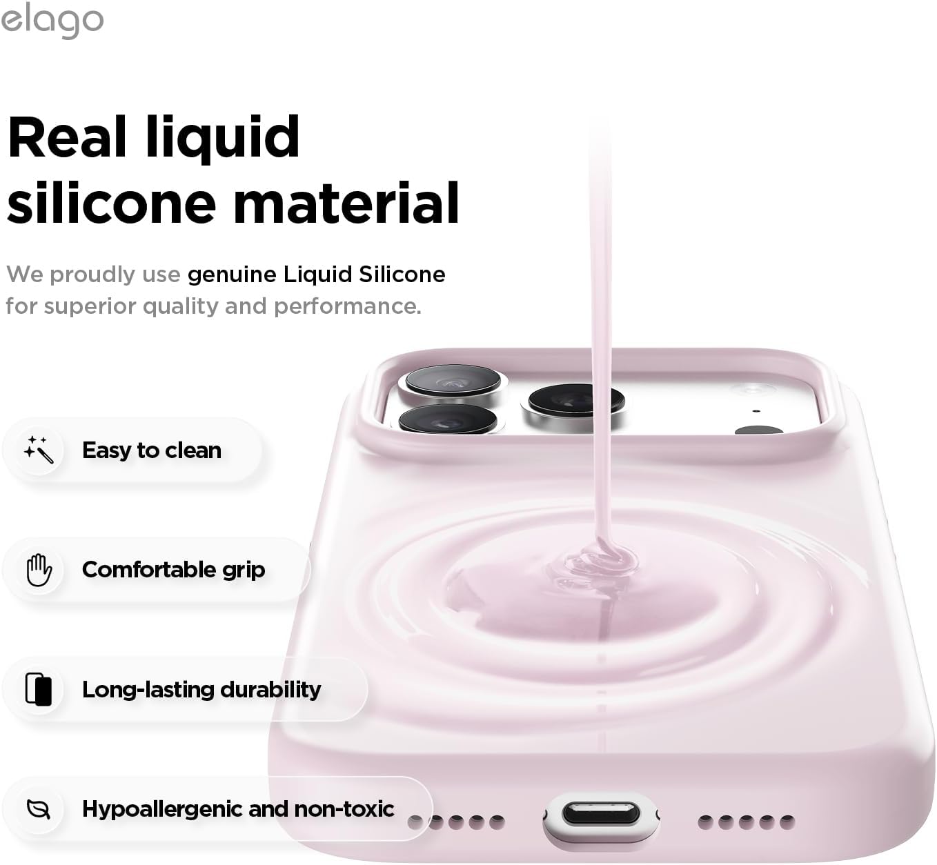 61px4zqdP1L._AC_SL1500_ elago for iPhone 17 Pro Case, Premium Magnetic Silicone Case, Compatible with MagSafe, Liquid Silicone Material, Protective Cover, Shockproof, Slim Phone, 6.3 inch (Light Lilac)