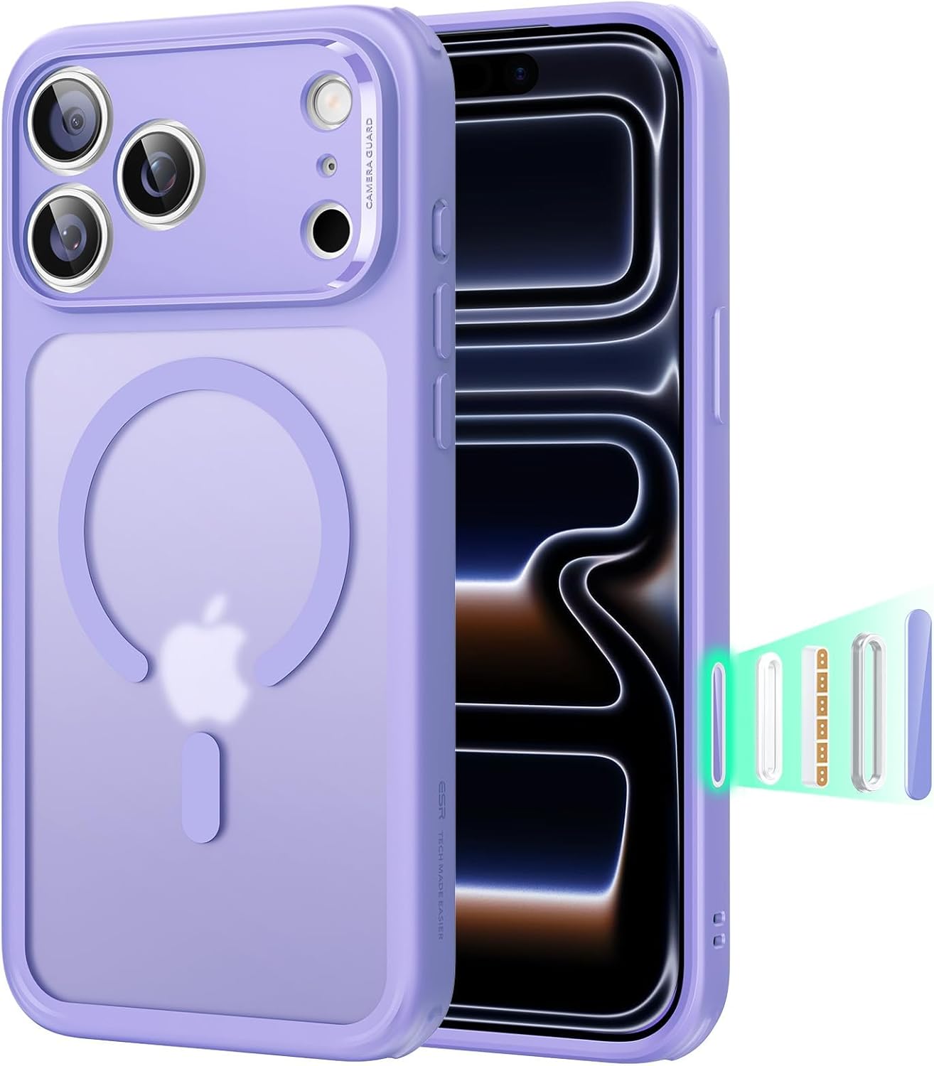 61q3ghSKKsL._AC_SL1500_ ESR for iPhone 17 Pro Max Case, Camera Control Cover, Compatible with MagSafe, Shockproof Military-Grade Protection, Magnetic Phone Case for iPhone 17 Pro Max, Classic Hybrid Case, Frosted Purple
