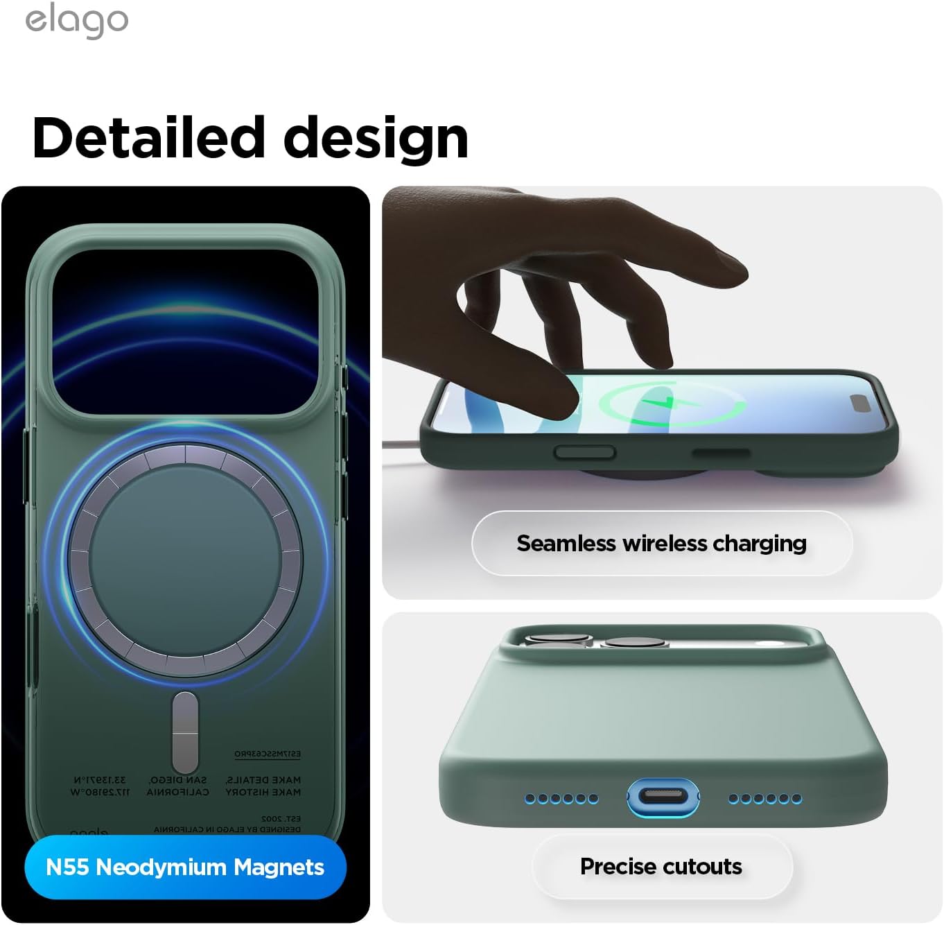 elago for iPhone 17 Pro Max Case, Premium Magnetic Silicone Case, Compatible with MagSafe, Liquid Silicone Material, Protective Cover, Shockproof, Slim Phone, 6.9 inch (Midnight Green)