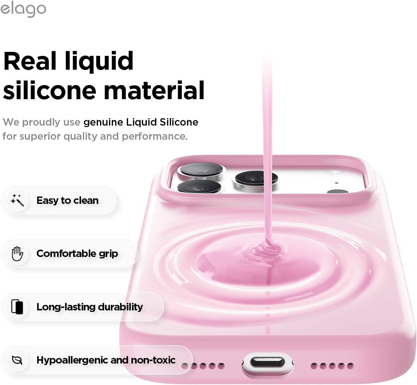 61qHAE0PL7L._AC_SL1500_ elago for iPhone 17 Pro Case, Premium Magnetic Silicone Case, Compatible with MagSafe, Liquid Silicone Material, Protective Cover, Shockproof, Slim Phone, 6.3 inch (Hot Pink)