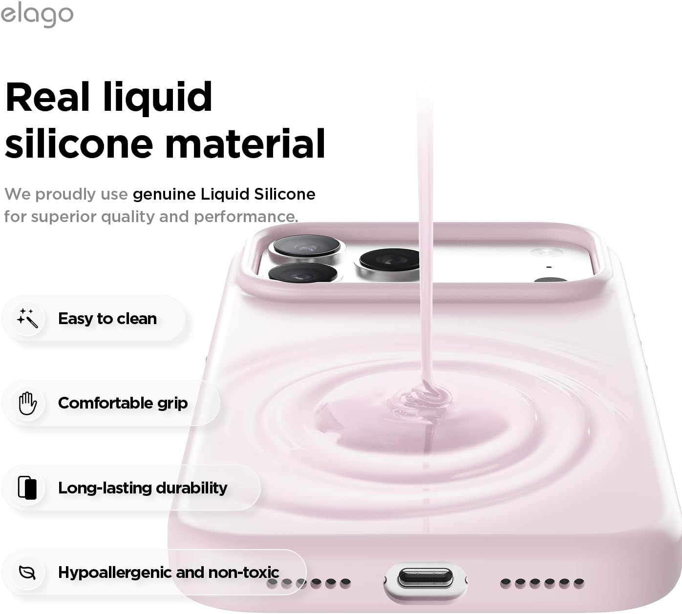 61qP2kqFlL._AC_SL1500_ elago for iPhone 17 Pro Max Case, Premium Magnetic Silicone Case, Compatible with MagSafe, Liquid Silicone Material, Protective Cover, Shockproof, Slim Phone, 6.9 inch (Light Lilac)