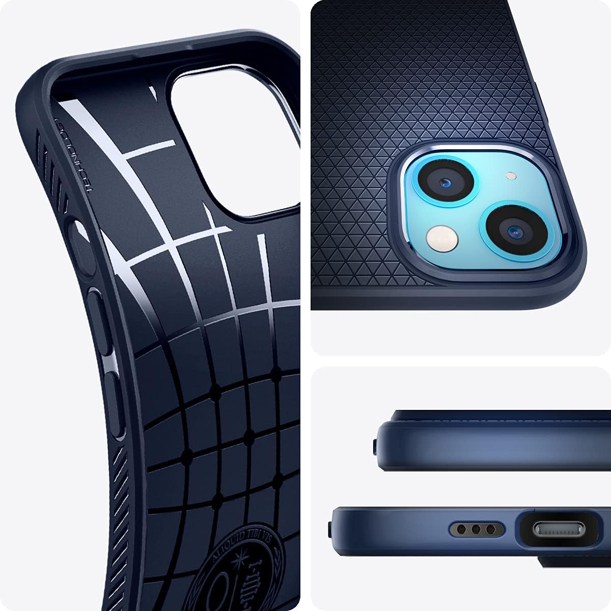 61qaG66RZsL._AC_SL1200_ Spigen Liquid Air Designed for iPhone 13 Case (2021) - Navy Blue