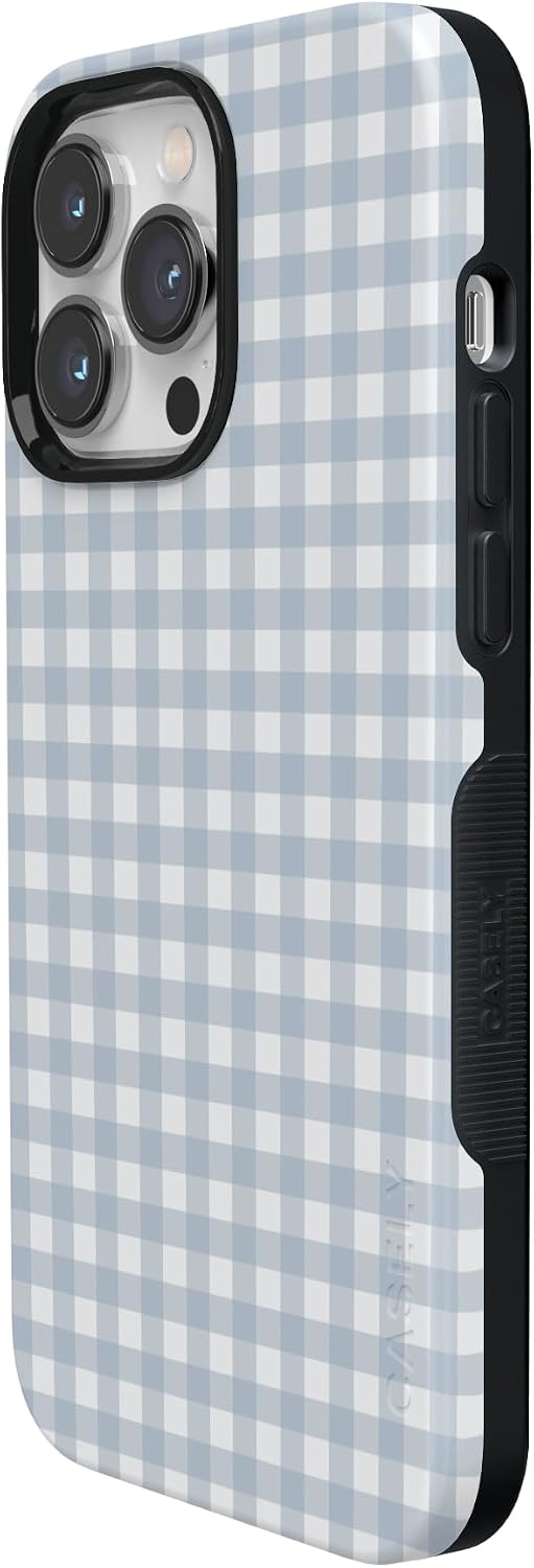 61qulqrxdzL._AC_SL1500_ Casely iPhone 14 Pro Case | Pastel Picnic | Blue Gingham | Bold Protective Design | Compatible with MagSafe