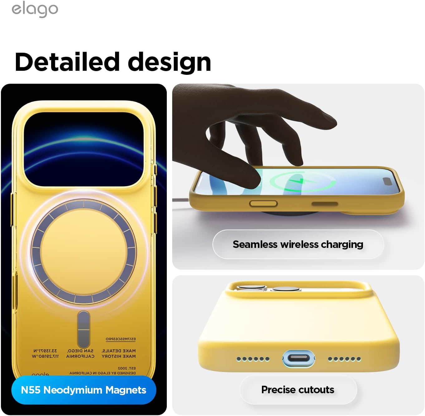 elago for iPhone 17 Pro Max Case, Premium Magnetic Silicone Case, Compatible with MagSafe, Liquid Silicone Material, Protective Cover, Shockproof, Slim Phone, 6.9 inch (Yellow)