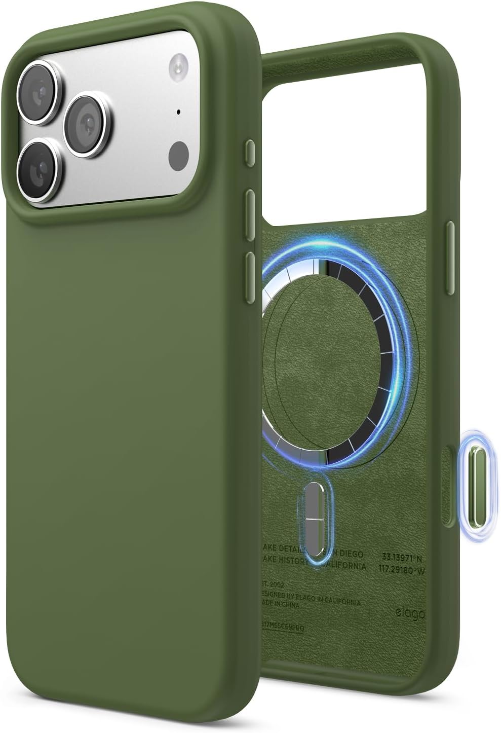 61rM3GXWJL._AC_SL1500_ elago for iPhone 17 Pro Max Case, Premium Magnetic Silicone Case, Compatible with MagSafe, Liquid Silicone Material, Protective Cover, Shockproof, Slim Phone, 6.9 inch (Cedar Green)