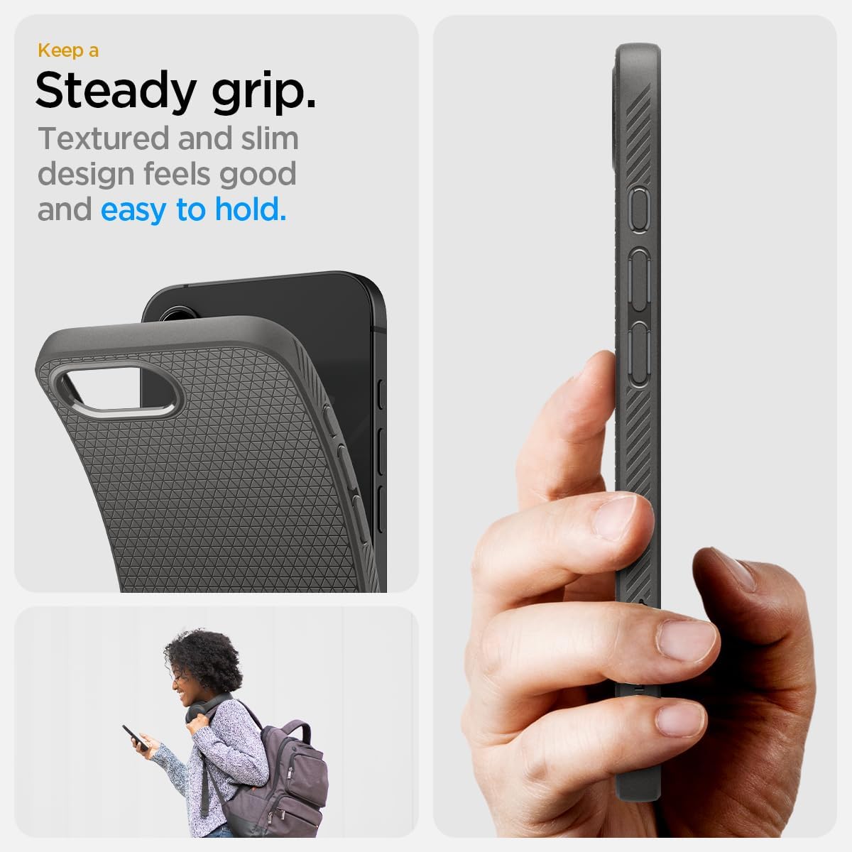 Spigen for iPhone 17e / 16e Case, Liquid Air [Military-Grade Protection] - Marble Gray | Military-Grade Protection