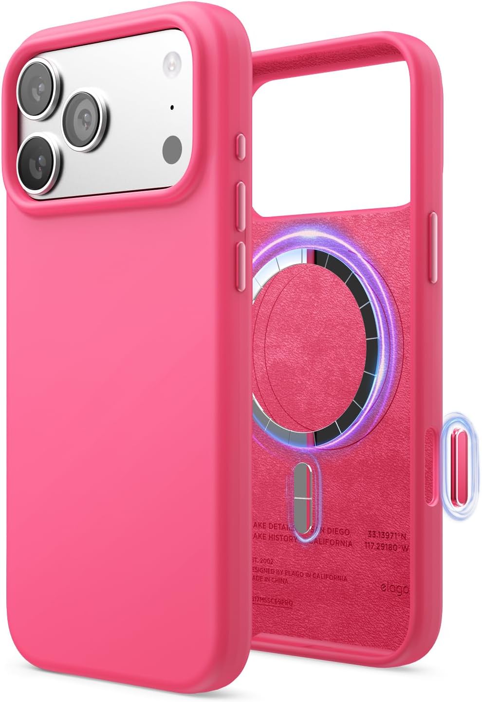 61rcwuEjKYL._AC_SL1500_ elago for iPhone 17 Pro Max Case, Premium Magnetic Silicone Case, Compatible with MagSafe, Liquid Silicone Material, Protective Cover, Shockproof, Slim Phone, 6.9 inch (Ice Red)