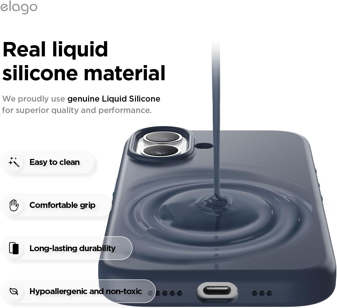 61rrtaJW1XL._AC_SL1500_ elago for iPhone 17 Case, Premium Magnetic Silicone Case, Compatible with MagSafe, Liquid Silicone Material, Protective Cover, Shockproof, Slim Phone, 6.3 inch (Jean Indigo)
