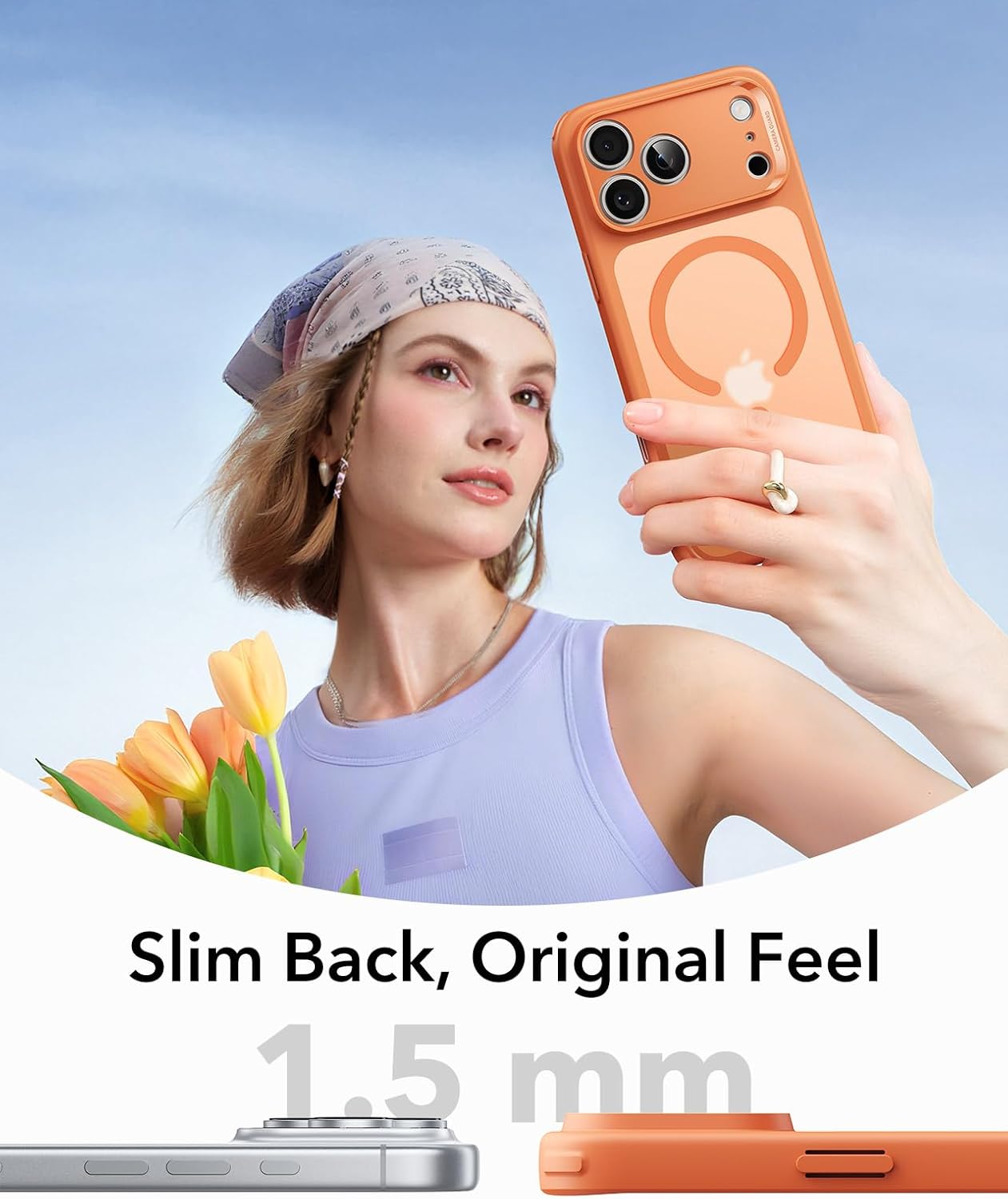 61s6yJSy8GL._AC_SL1500_ ESR for iPhone 17 Pro Case, Camera Control Cover, Compatible with MagSafe, Shockproof Military-Grade Protection, Magnetic Phone Case for iPhone 17 Pro, Classic Hybrid Case, Frosted Orange