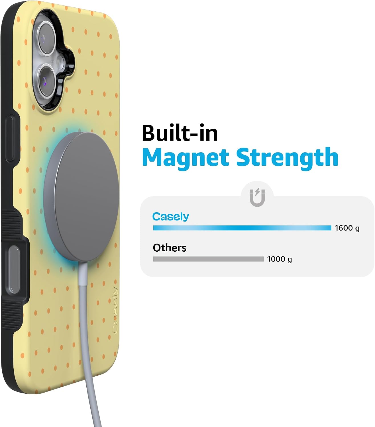 61s83HzdgL._AC_SL1500_ Casely iPhone 16 Plus Case | On the Dot | Yellow Polka Dot | Bold Protective Design | Compatible with MagSafe