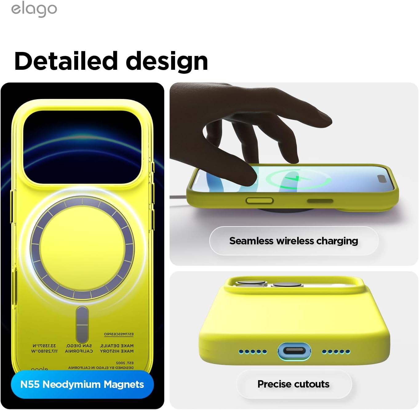 elago for iPhone 17 Pro Case, Premium Magnetic Silicone Case, Compatible with MagSafe, Liquid Silicone Material, Protective Cover, Shockproof, Slim Phone, 6.3 inch (Neon Yellow)