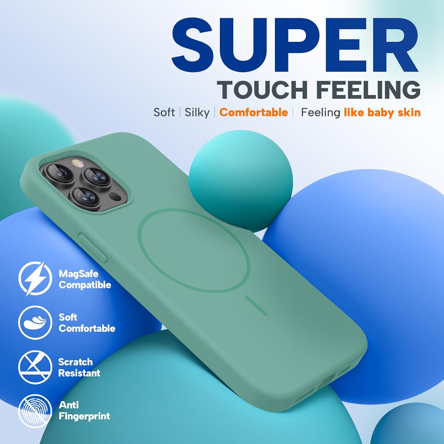 Miracase Compatible with iPhone 12 Pro Max Case, [Soft Anti-Scratch Microfiber Lining], Liquid Silicone Case Gel Rubber Shockproof Drop Protection Phone Case for 12 Pro Max, Midnight Green