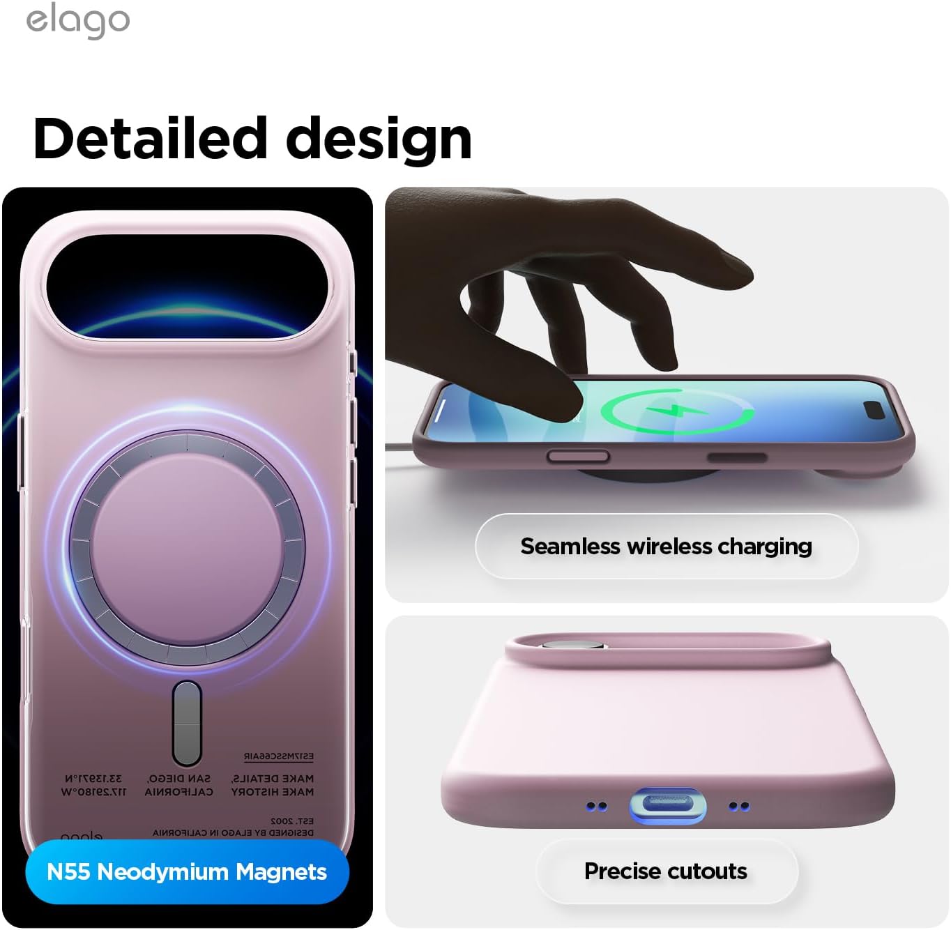 61t3EsxFIjL._AC_SL1500_ elago for iPhone Air Case, Premium Magnetic Silicone Case, Compatible with MagSafe, Liquid Silicone Material, Protective Cover, Shockproof, Slim Phone, 6.5 inch (Light Lilac)