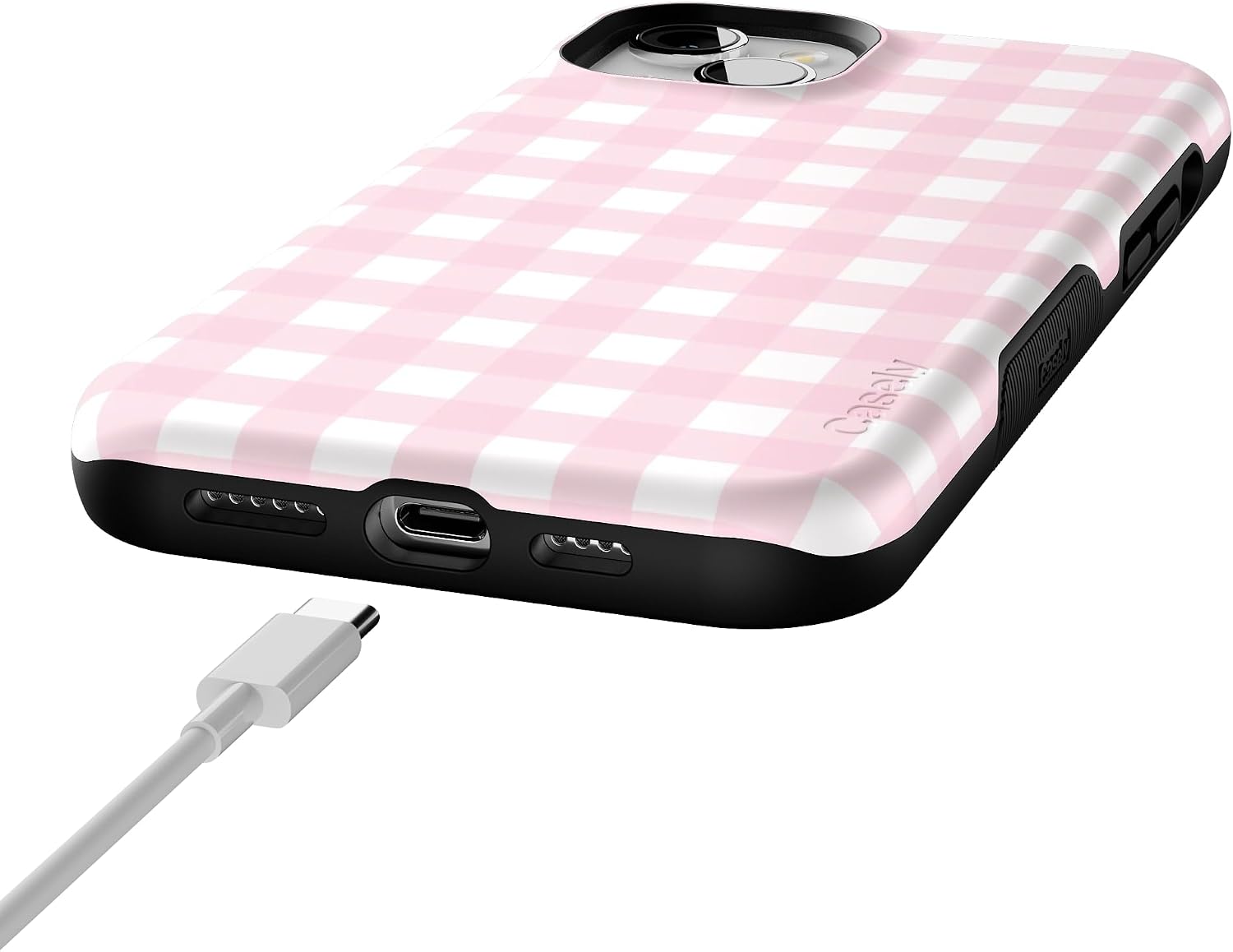 61tHTRaPqsL._AC_SL1500_ Casely iPhone 15 Plus Case | Pink Plaid | Sunday Best | Bold Protective Design | Compatible with MagSafe