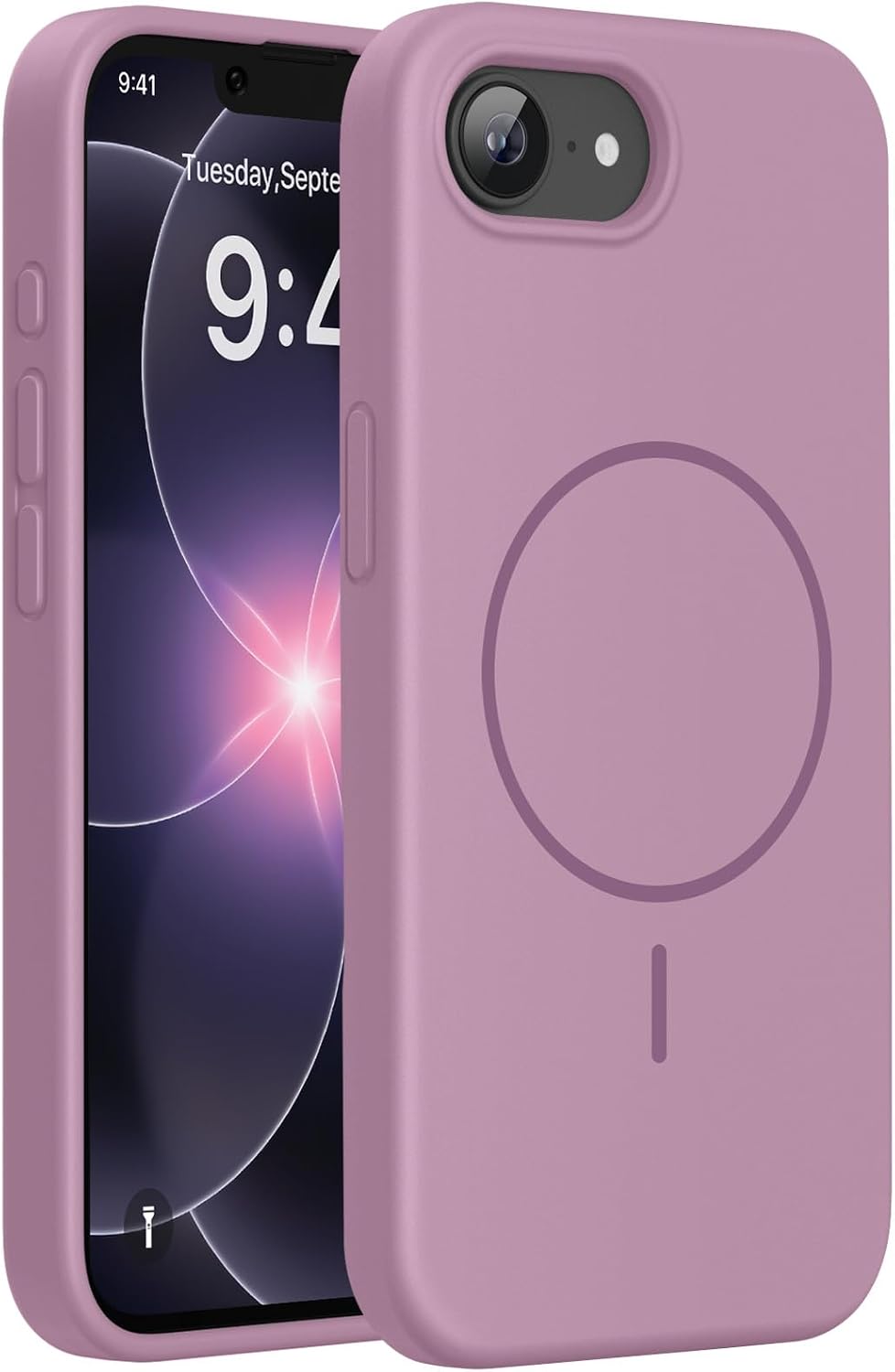 Miracase Magnetic for iPhone 17e Case & iPhone 16e Case, [Soft Anti-Scratch Microfiber Lining], Compatible with MagSafe, Silicone Shockproof Protection Phone Case for iPhone 17e/16e, Blackcurrant