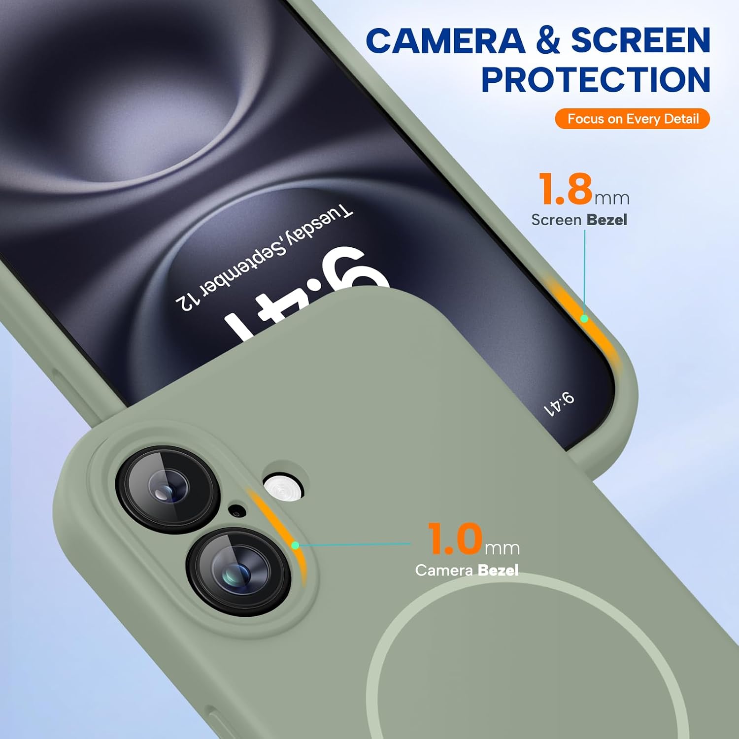 Miracase Compatible with iPhone 16 Case, [Soft Anti-Scratch Microfiber Lining], Compatible with MagSafe, Liquid Silicone Case Shockproof Drop Protection Phone Case for 16,Patina Green