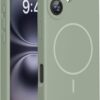 Miracase Compatible with iPhone 16 Case, [Soft Anti-Scratch Microfiber Lining], Compatible with MagSafe, Liquid Silicone Case Shockproof Drop Protection Phone Case for 16,Patina Green