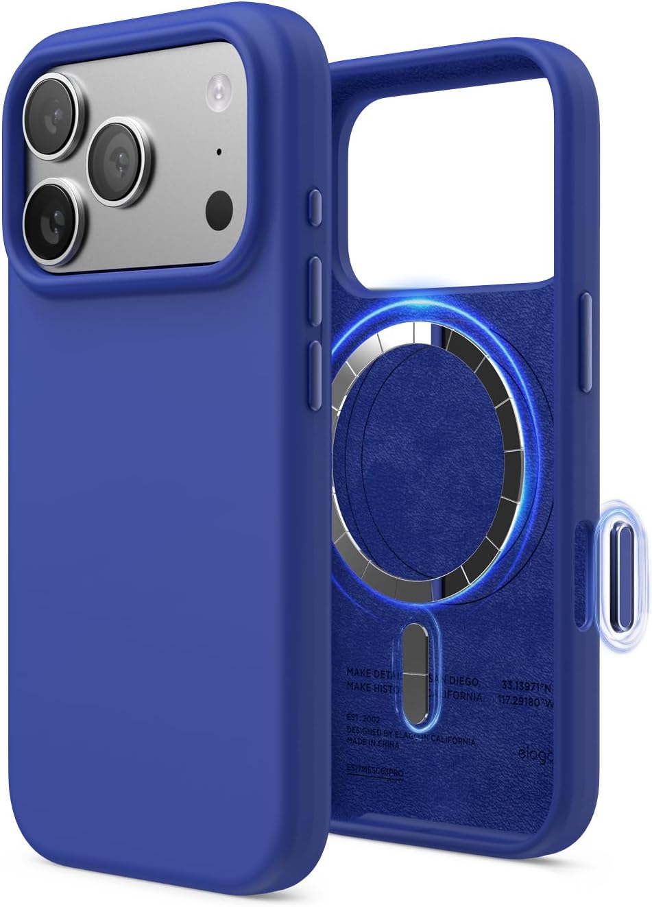 61u7baY54LL._AC_SL1500_ elago for iPhone 17 Pro Case, Premium Magnetic Silicone Case, Compatible with MagSafe, Liquid Silicone Material, Protective Cover, Shockproof, Slim Phone, 6.3 inch (Cobalt Blue)