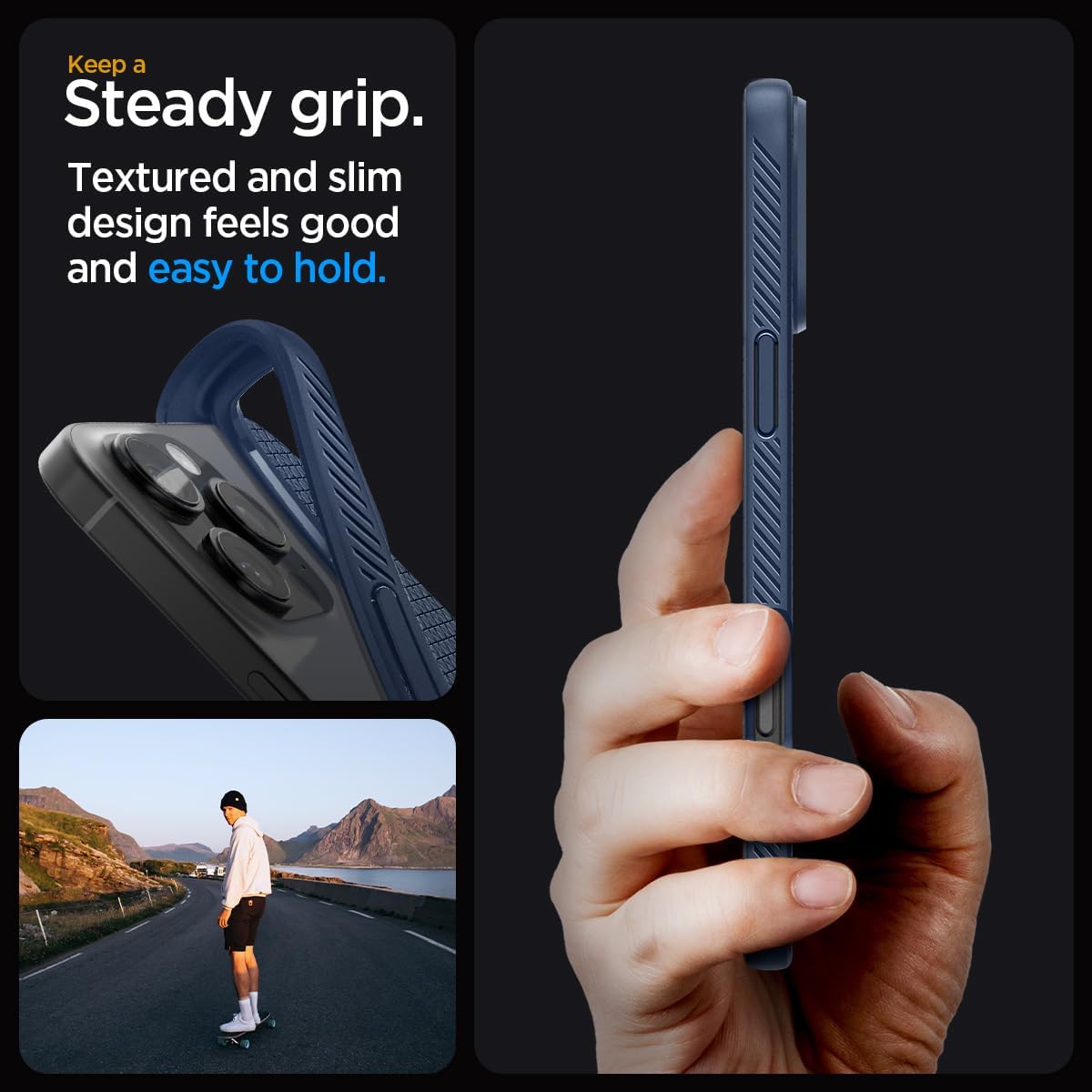 Spigen Liquid Air Designed for iPhone 16 Pro Case [NOT Compatible with MagSafe], [Military-Grade Protection] - Navy Blue